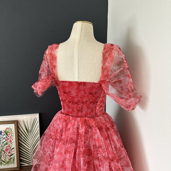 Lace and Beads ASOS Off Shoulder Tulle Corset Maxi Dress Tiered Floral - Picture 13 of 16